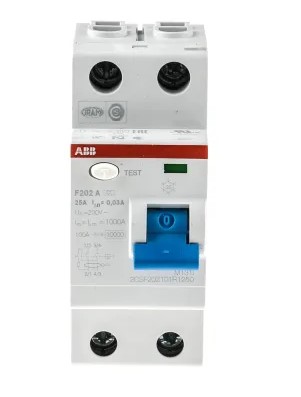 Interruptor diferencial ABB, 25A Tipo A, 2 Polos, 30mA A 230V ac