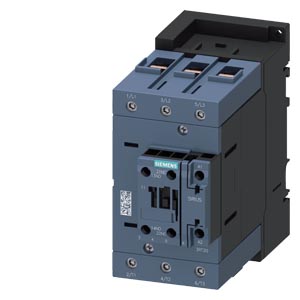 Contactor marca Siemens serie 3RT2; Amperaje 95A Polos 3P Potencia(kW) 22kW Potencia(HP) 30HP Potencia(kW) 45kW Potencia(HP) 60HP Bobina 110VAC Contacto Aux 1NO+1NC