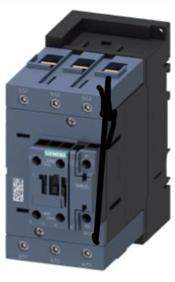 Contactor marca Siemens Serie SIRIUS 3RT2; Amperaje 95A Polos 3, Potencia (kW) 22kW, Potencia (HP) 30HP; Potencia (kW) 45kW Potencia (HP) 60HP Bobina 230VAC Contacto Aux 1NO Contacto Aux 1NC