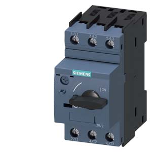 Guardamotor marca Siemens serie 3RV2; tamaño S00 para la protección del motor, CLASE 10 Liberación A 0.35 - 0.5A Terminal de tornillo de liberación N 6,5 A Capacidad de conmutación estándar