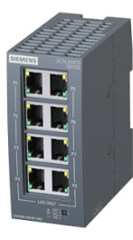 SCALANCE XB008 unmanaged Industrial Ethernet Switch para 10/100 Mbits/s; para configurar pequeñas topologías en estrella y en línea; diagnóstico LED, IP20, 24 V AC/DC fuente de alimentación, con 8 10/100 Mbit/s Twisted Pair Ports con conectores hembra RJ45