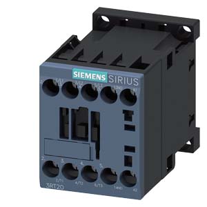 Contactor marca Siemens Serie SIRIUS 3RT2; Amperaje 9A Polos 3 Potencia(Kw) 4 kW Potencia(HP) 5HP Bobina 110VAC Contacto Aux 1NO