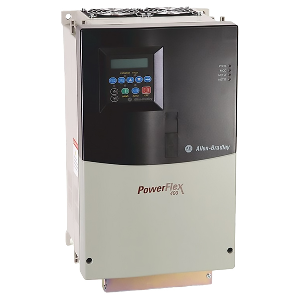 PowerFlex 400, variador de frecuencia para ventilador y bomba. 480 V CA, trifásico. 88 A. 60 HP. Tamaño de carcasa E, IP30