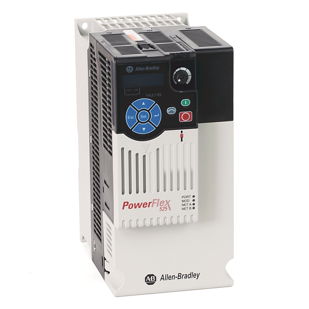 VARIADOR DE FRECUENCIA POWERFLEX 525. 15 HP 11 KW. 380/480 VAC.  3 FASES. 24 A. IP20. FRAME D.