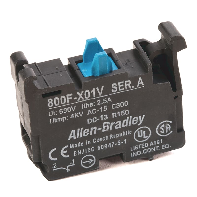 Bloque de Contactos marca ALLEN BRADLEY Serie 800F; Diámetro 22mm Contacto NO 0 Contacto 1NC      