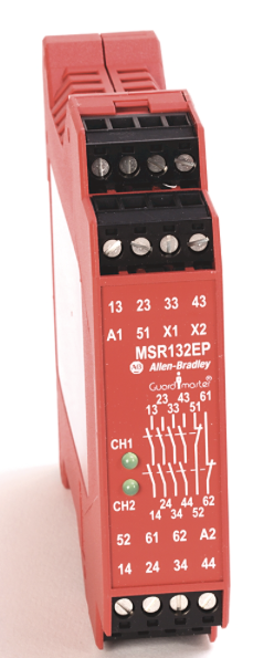440R-E23192 Safety Relay, MSR132ED, 24V AC/DC, Fixed, 22.5MM Housing Width, 0.5 Seconds (Fixed) Delay, Infinite, One 2 N.C. Input, 4 Safety Output, 2 N.C. Relay Output, CAT 4 Rated