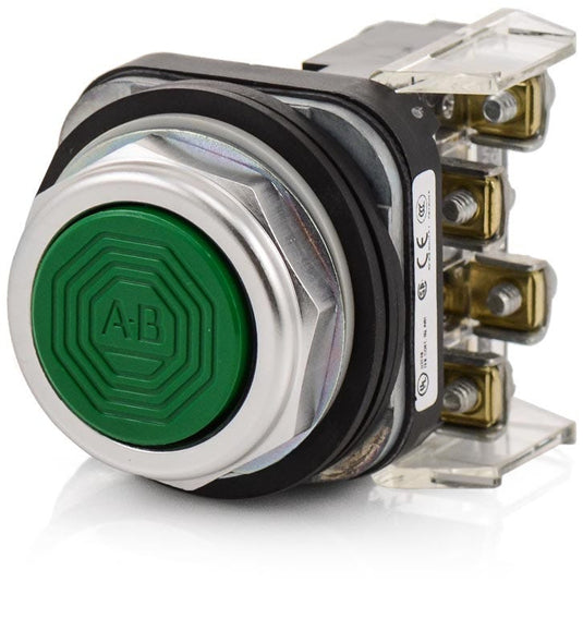 Pulsador marca ALLEN BRADLEY Serie 800T; Color Verde No Iluminado momentáneo Diámetro 30mm rasante