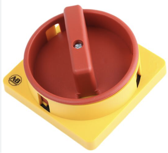 194L-HE6N-175 Mando giratorio , 3 Bloqueos, para Serie 194E, tirador Rojo/Amarillo, IP66