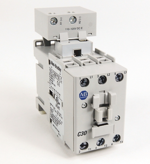 Contactor marca ALLEN BRADLEY Serie 100-C; Amperaje 30A Polos 3P Potencia(Kw) 7.5kW Potencia(Kw) 15kW Potencia(HP) 10HP Potencia(HP) 20HP Bobina 230VDC Contacto 1NO,NC 0