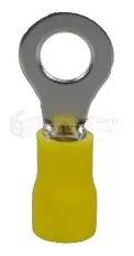 Terminal  ojo , Color Amarilla, Seccion del Conductor 4 - 6 mm2 / 10 - 12 AWG, Diametro Interno 6,4mm.  (PRECIO BOLSA DE 100 UNIDADES)