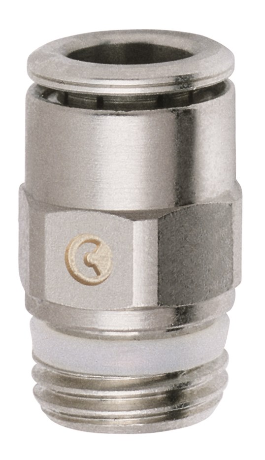 Racor Super Rápido / unión Recta – Perno macho marca CAMOZZI Serie 6000; Diámetro 6mm Diámetro Rosca G1/8       