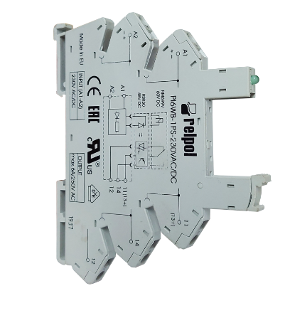 Base de Relé tipo Slim marca RELPOL Serie PI6WB ; Contactos CO 1        