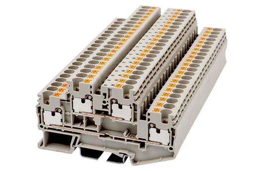 Bornera 4mm² marca DINKLE Serie DP; Amperaje 30A Calibre 26-10AWG Nivel 1 conexión Push-in     