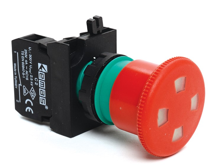 Paro de Emergencia con retención 1NC marca EMAS Serie CP; Color