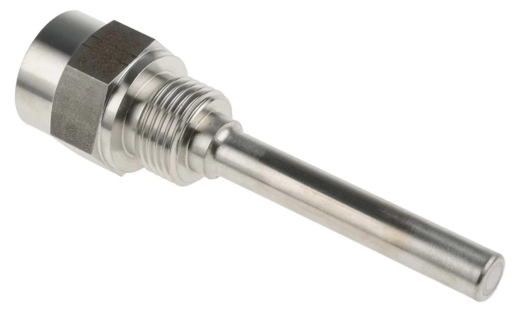 Termopozo marca JUMO Serie 909710; Diámetro O.D/I.D 8mm / 6.2mm Longitud 4" / 100mm conexión rosca G1/2"      