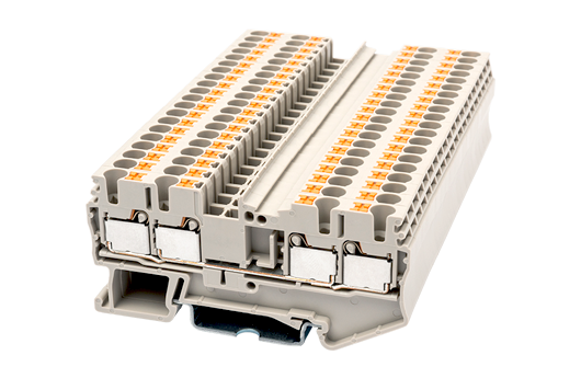 Bornera 2.5mm² marca DINKLE Serie DP; Amperaje 20A Calibre 26-12AWG Nivel 1 conexión push in     