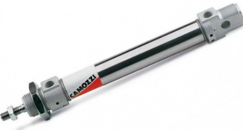 Cilindro neumático magnético marca CAMOZZI Serie 25; Tipo estándar Diámetro 25mm Rango presión 10bar/145psi Carrera 100mm Acción Doble efecto    