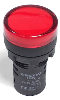 Cabezal Luz Piloto LED marca EBCHQ Serie EBC; Color Rojo Diámetro 22mm Bobina 230VAC      