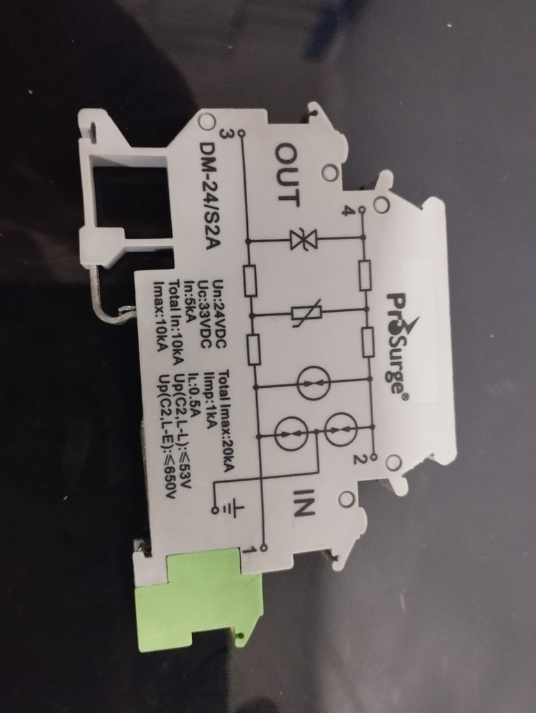 Supresor de Voltaje p/ señales de Istrumentación y Control marca PROSURGE Serie DM; Voltaje de Operación 24VDC. DM-24/S2A 