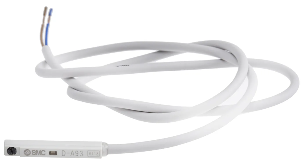 Sensor de Estado Sólido p/Cilindro neumático marca SMC Serie D-A; Tipo magnético Reed Alimentación 100VAC/24VDC conexión tipo Cable – Hilos 2 Salida SPST-NO     