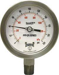 MANÓMETRO marca WINTERS Serie PFP; Rango 0-100 psi/kPa CARÁTULA 2.5in / 63mm conexión Rosca 1/4" NPT      