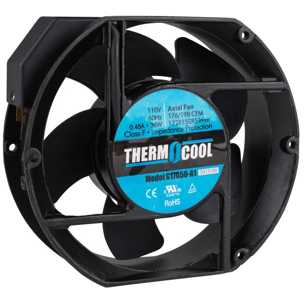 Ventilador Marca THERMCOOL  Serie 176 CFM; Alimentacion 110VAC Dimensiones 172x150x51mm              