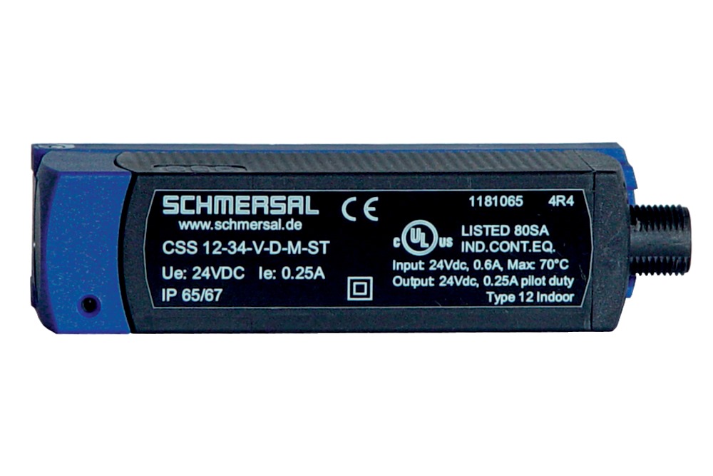 Actuador Lateral de Sensor de seguridad CSS34 marca SCHMERSAL Serie CST 34; Dimensiones 35x102x27mm        