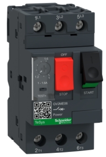 Guardamotor marca SCHNEIDER serie TeSys GV2; Amperaje 1 - 1.6A Polos 3