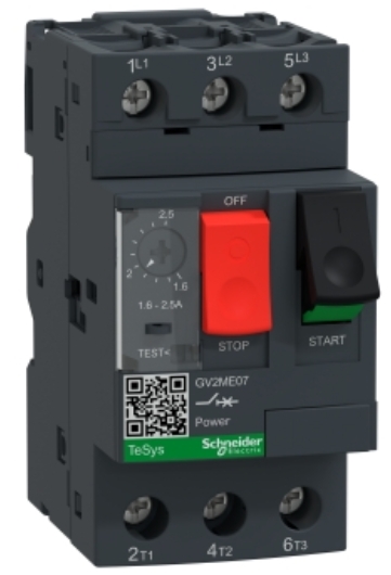 Guardamotor marca SCHNEIDER serie TeSys GV2; Amperaje 2.5 - 4A Polos 3