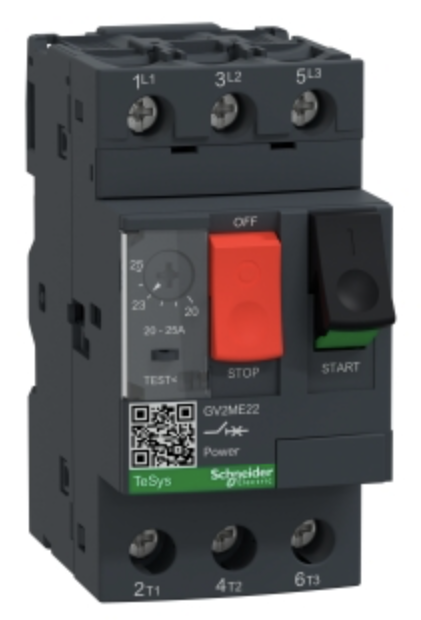 Guardamotor marca SCHNEIDER serie TeSys GV2 Amperaje 20 - 25A, Polos 3