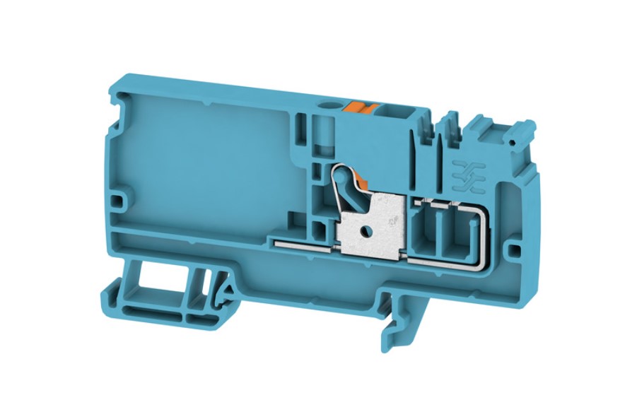 Bornera 6mm² marca Weidmüller Serie AAP11 6; Amperaje 41A calibre 22-8AWG Nivel 1 Conexión push in, color azul