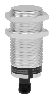 Sensor de Proximidad marca Schneider Electric Serie XT; Tipo Capacitivo Bobina 12-24VDC Diámetro M30 Conector M12 Salida PNP 10mm