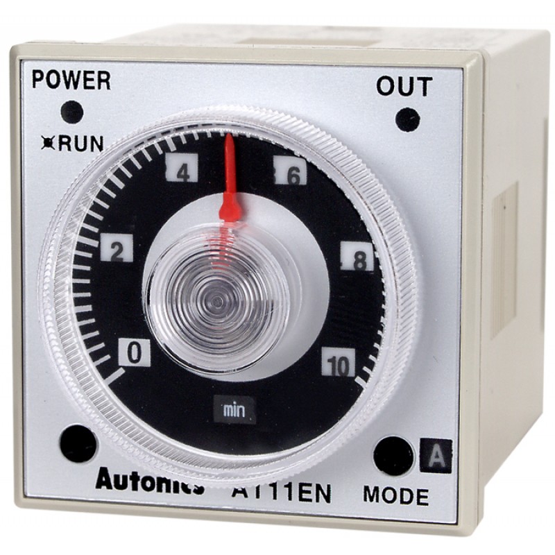 [AT11EN] TEMPORIZADOR ANALOGO , Rango 0,05 s - 100Horas, Start - Reset - Inhibit, 6 modos de salidas programable, Salida Rele SPDT + 1 Conm. Instantaneo, Alimentacion   100-240VAC (50/60Hz) / 24-240VDC. 48X48mm