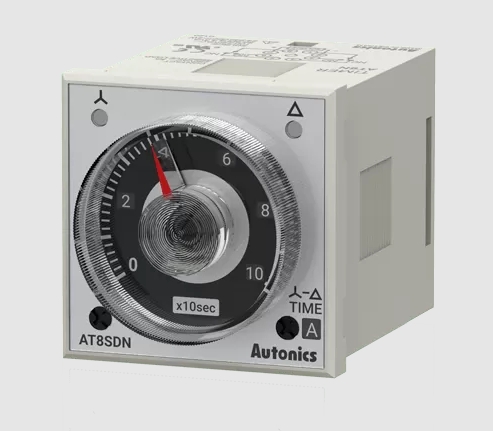 [AT8SDN] TEMPORIZADOR ANALOGO ESTRELLA-TRIANGULO, Rango Tiempo en estrella 0,5-100s / Triangulo 50-500mSeg, Salida 2 Rele Na, Alimentacion 24-240V AC/DC, 8 Pines, 48x48mm