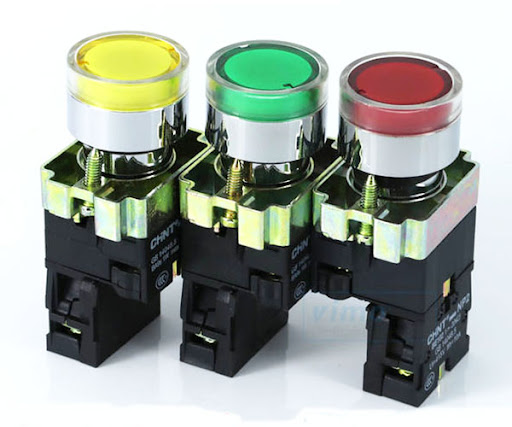 Pulsador Rasante Iluminado Amarillo 110-230VAC + 2 N/C