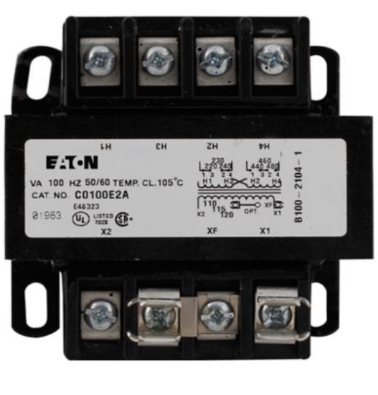 Transformador de Control marca EATON Serie MTE; Voltaje Primario 230x460V Voltaje Secundario 110VAC Potencia 100VA      