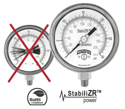 PFP661ZRR1 SS 4" 0-200 PSI 1/2" NPT BTM WITH STABILIZR(R)