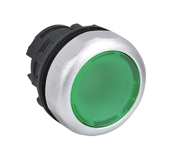 Cabeza pulsador luminoso rasante verde (SIN cuerpo, contactos ni bloque LED)