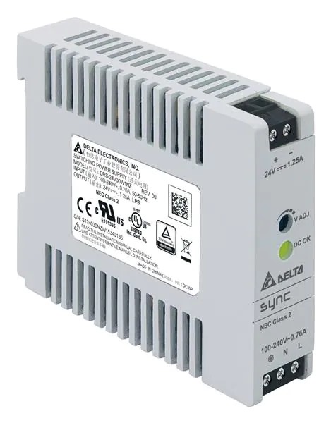 Fuente de Alimentación Marca DELTA Serie DRS DIN Rail; Alimentación 110-230VAC/DC Salida 24VDC    