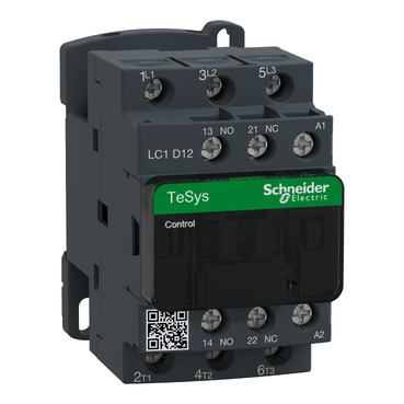 Contactor marca Schneider Electric Serie TeSys D; 12A, Bobina 120VAC, Contactos 3NO Contactos 1NC