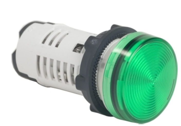 Luz Piloto LED marca Schneider Electric Serie Harmony XB7; Color Verde Diámetro 22mm Bobina 110VAC