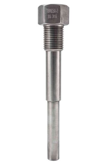 Termopozo roscado bimetálico Conexión del termómetro: conexión hembra NPT de 1/2” Conexión
de proceso: conexión NPT de 1/2” diámetro interior de 6,5 mm (0,260”) (copia)