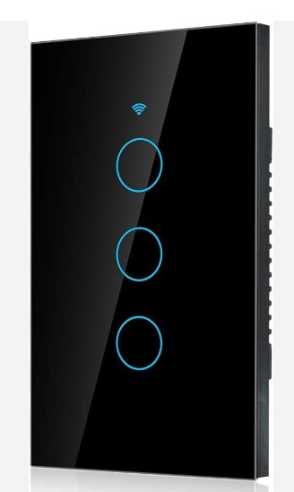 Interruptor Wifi Táctil de Pared marca GENERICO Serie S/N; Canales 3, Negro