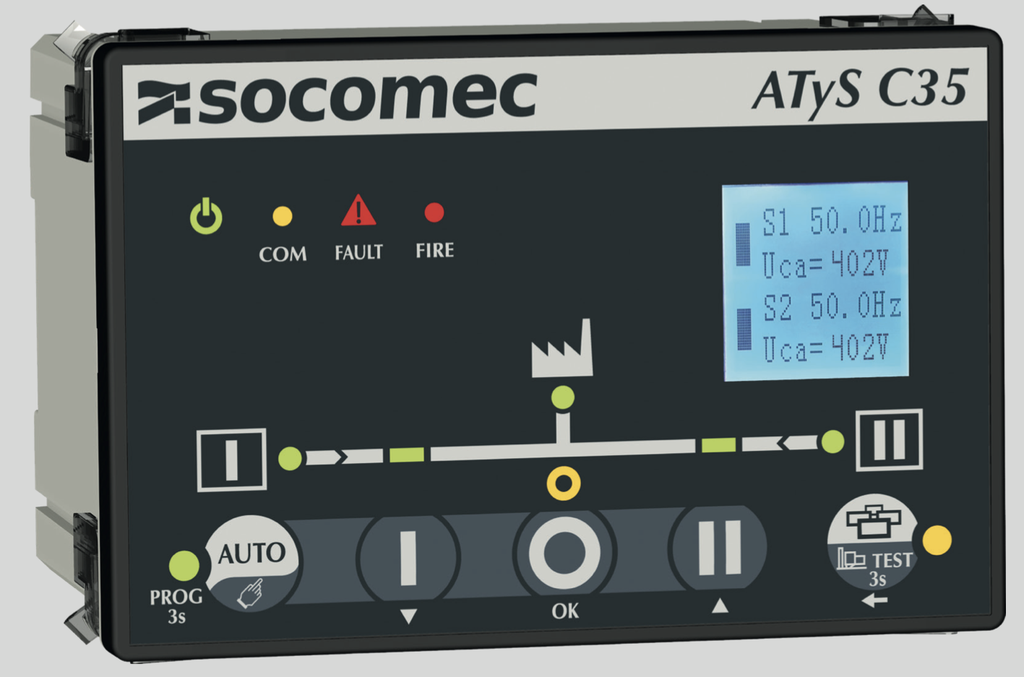 Controlador marca SOCOMEC para transferencia automática