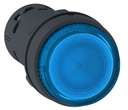Pulsador marca Schneider Electric Serie Harmony XB7; Color Azul Iluminado Sostenido Diametro 22mm, 24V