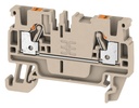 Bornera 2.5mm² marca Weidmüller Serie A2C 2.5; Amperaje 24A, Calibre 28-12AWG,  Nivel 1 Conexión PUSH IN, color beige