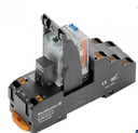 Rele de Control c/ base marca Weidmüller Serie DRMKITP;  10A, Bobina  24VDC Contactos CO 2 Salida 250VAC PUSH IN      