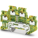 Borne de doble piso conductor de protección, número de conexiones: 4, tipo de conexión: Conexión push-in, 1er y 2º piso, sección: 0,14 mm2 - 1,5 mm2, clase de montaje: NS 35/7,5, NS 35/15, color: amarillo-verde