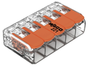 221-415 Bornera de Empalme marca WAGO serie 221; Amperaje 32A, 5 conductores calibre 0.14 - 4mm² / 24-12AWG.  CAJA 25 PIEZAS