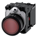 3SU1106-0AB20-1CA0  pulsador luminoso, 22 mm, redondo, plástico, rojo, botón, rasante, momentáneo, con soporte, 1NC, módulo de LED con LED intgr. 230 V AC, borne de tornillo